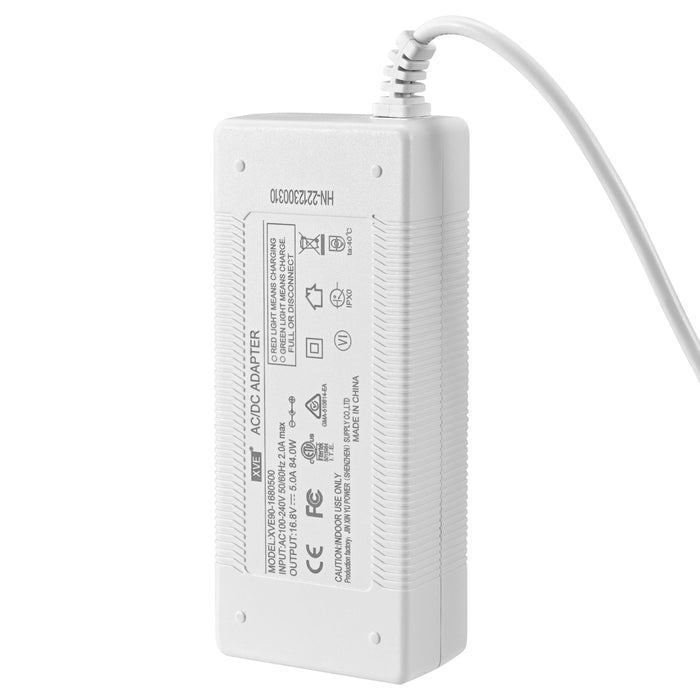VP-1/VP-2用電源アダプターとホワイトケーブル – 充電と操作の信頼性