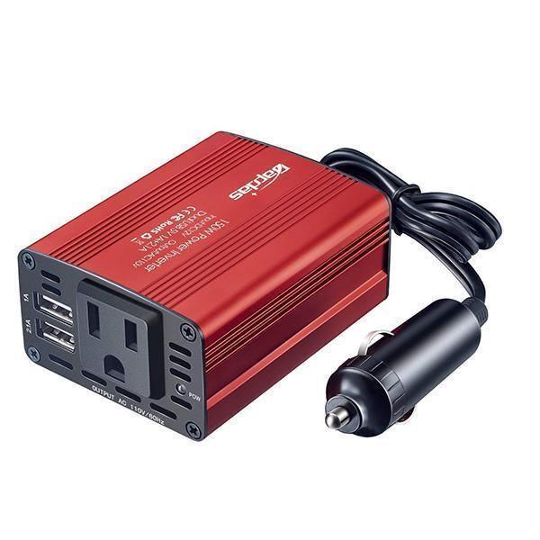 150W カーパワーインバーター(デュアルUSB対応) - 12Vから110V/220Vへの変換器