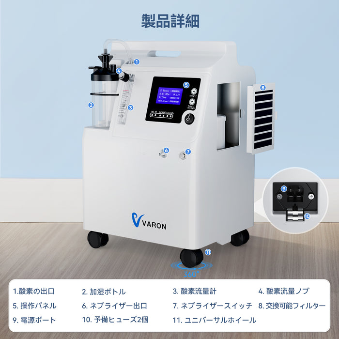 VARON Serence 5 家庭用連続酸素濃縮器、製品詳細